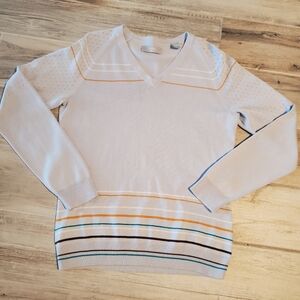 Ladies Callaway Light Blue V-Neck Long Sleeve Sweater Medium Pima Cotton Golf